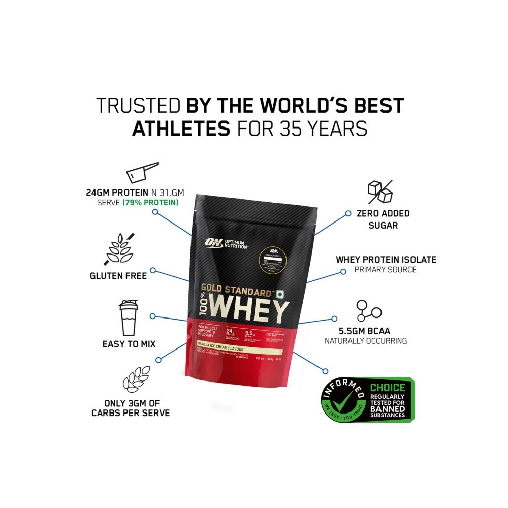 Optimum Nutrition (ON) Gold Standard Whey Protein (Vanilla Ice Cream)
