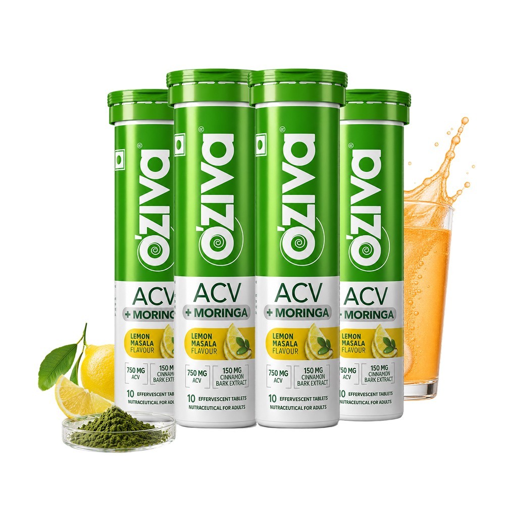 OZiva Apple Cider Vinegar + Moringa Effervescent Tablets (Lemon Masala)