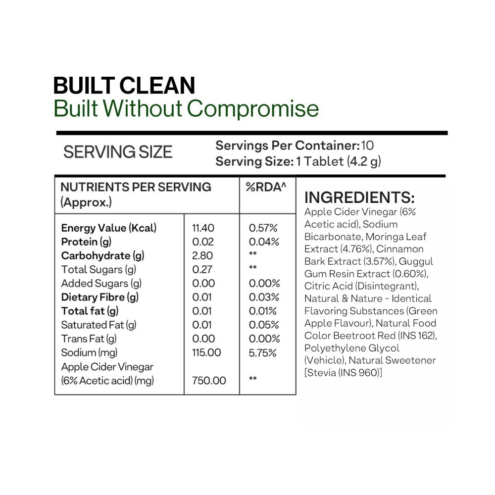 OZiva Apple Cider Vinegar with Moringa Effervescent Tablets (Green Apple)