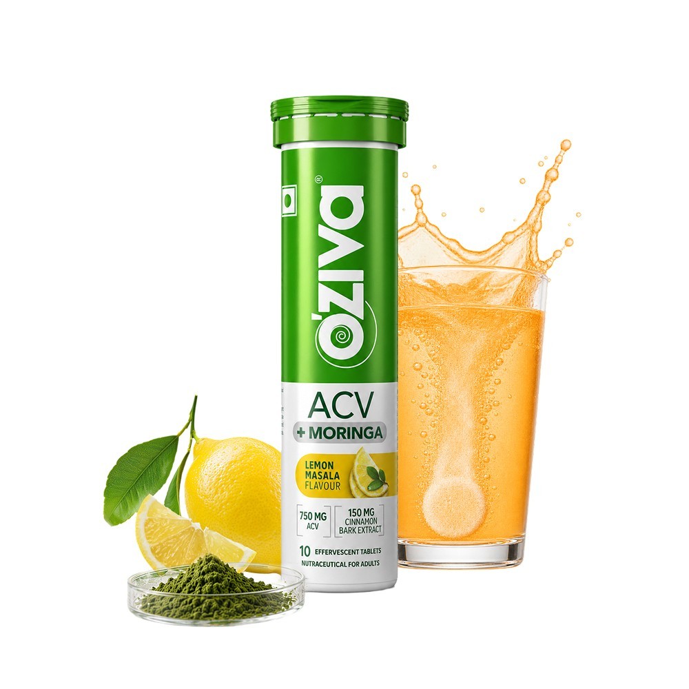 OZiva Moringa & Apple Cider Vinegar Effervescent Tablets (Lemon Masala)