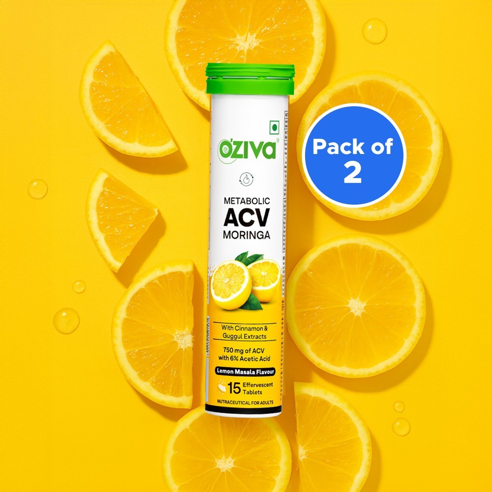 OZiva Moringa Apple Cider Vinegar Effervescent Tablets (Lemon Masala)