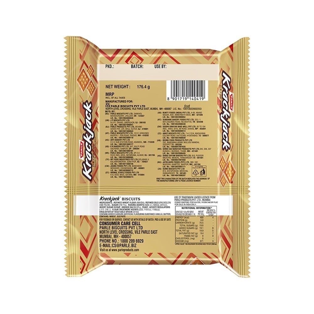 Parle Krackjack Crackers Sweet & Salty Biscuits