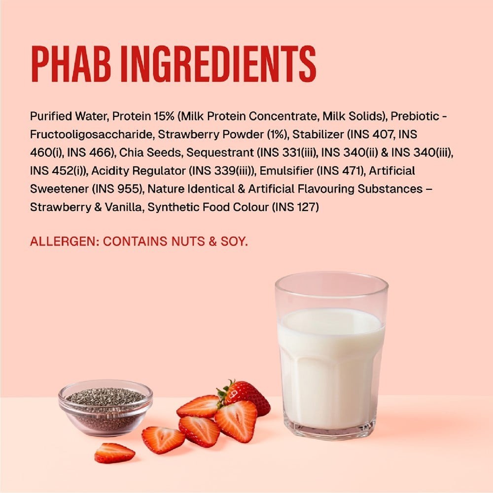Phab 18g Protein Milkshake - Strawberries & Cream (No Added Sugar)
