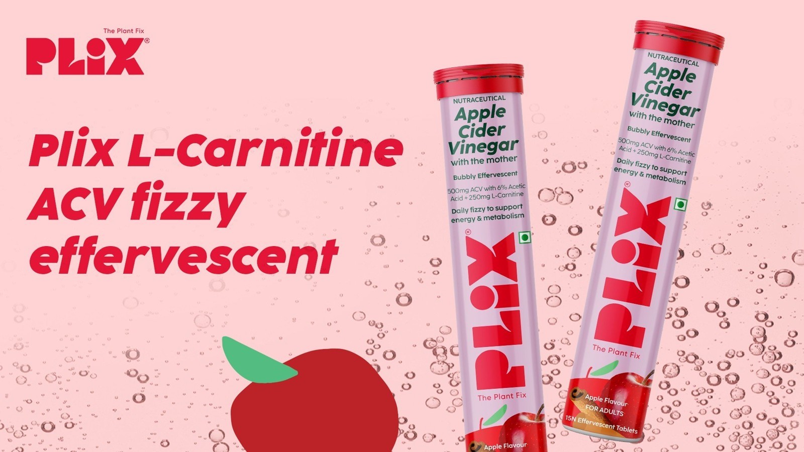 Plix Apple Cider Vinegar Effervescent Tablets (L-Carnitine)