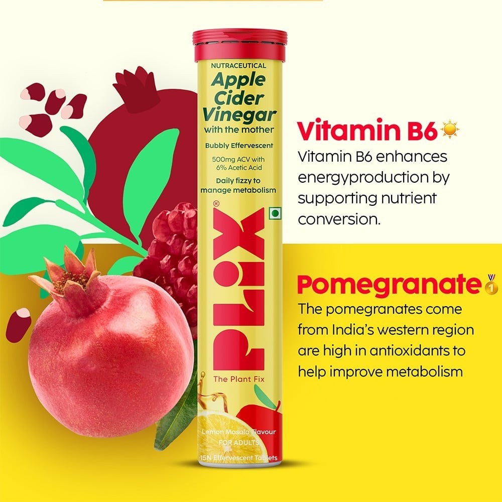 Plix Bubbly Apple Cider Vinegar Effervescent Tablets (Lemon Masala)