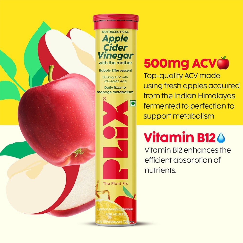 Plix Bubbly Apple Cider Vinegar Effervescent Tablets (Lemon Masala)