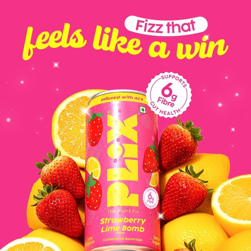 Plix Strawberry Lime Bomb Prebiotic Soda