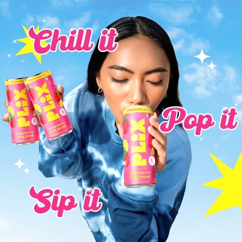 Plix Strawberry Lime Bomb Prebiotic Soda