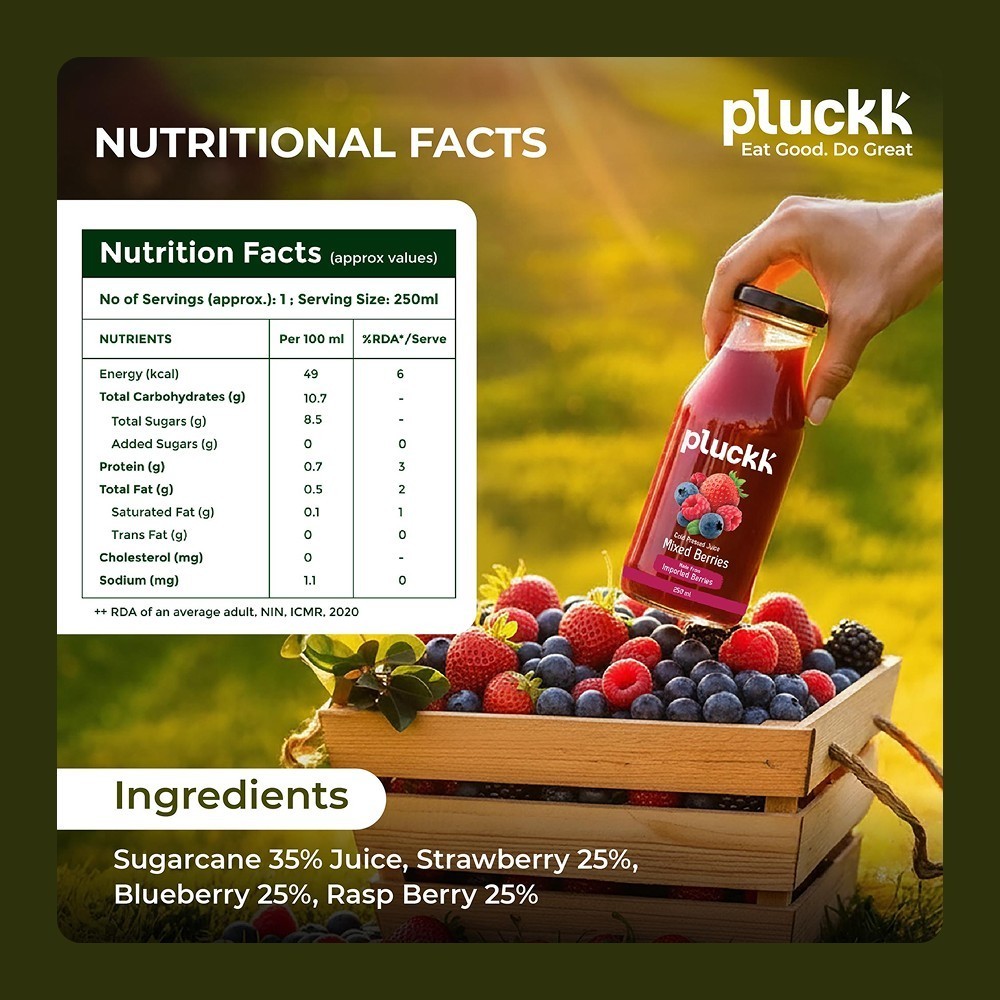 Pluckk Cold Pressed Mixed Berries Juice