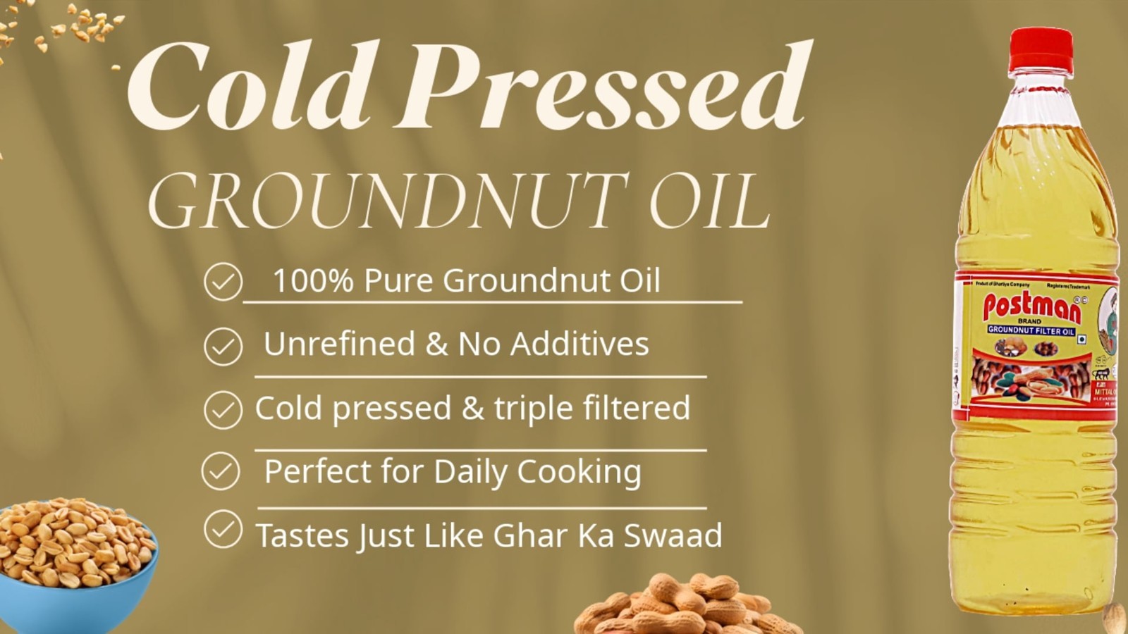 Postman Filtered Cold Pressed Groundnut Oil