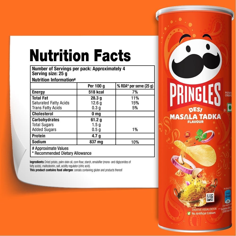 Pringles Desi Masala Tadka Potato Chips - Crispy Snack