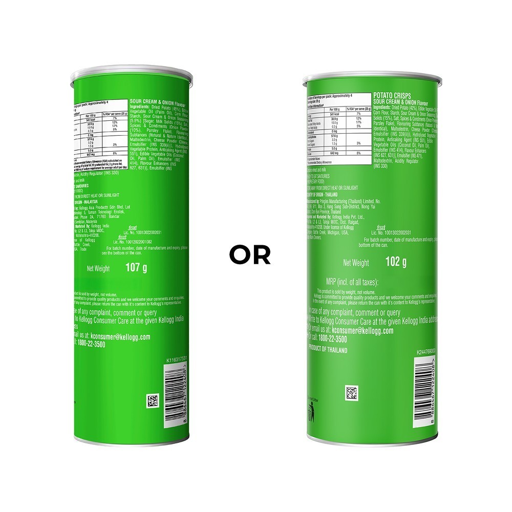 Pringles Sour Cream & Onion Potato Chips