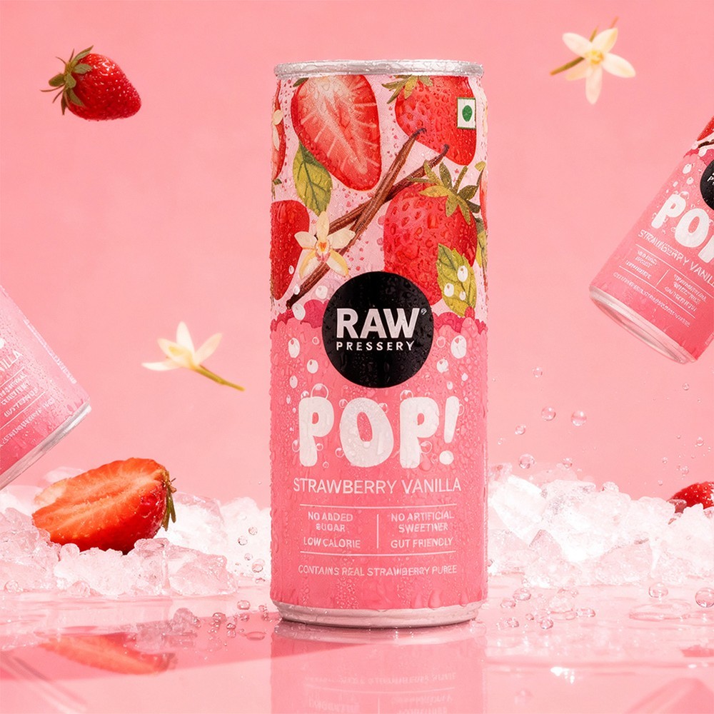 Raw Pressery POP Strawberry Vanilla Prebiotic Soda