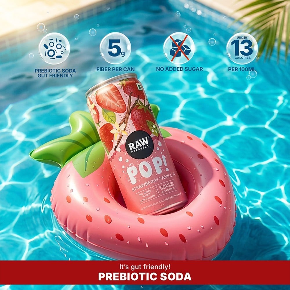 Raw Pressery POP Strawberry Vanilla Prebiotic Soda