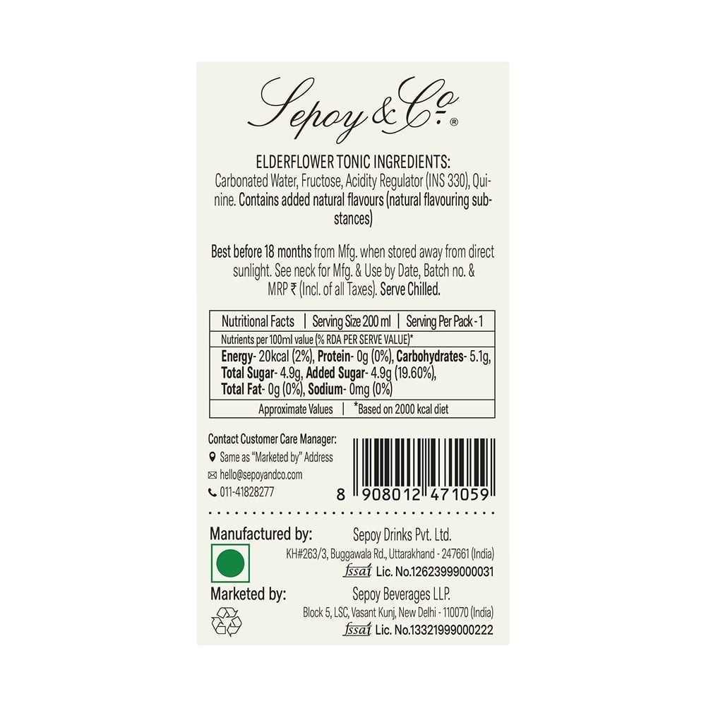 Sepoy & Co. Elderflower Tonic Water