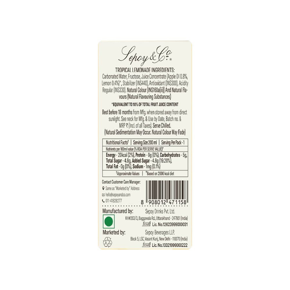 Sepoy & Co. Tropical Lemonade Sparkling Drink
