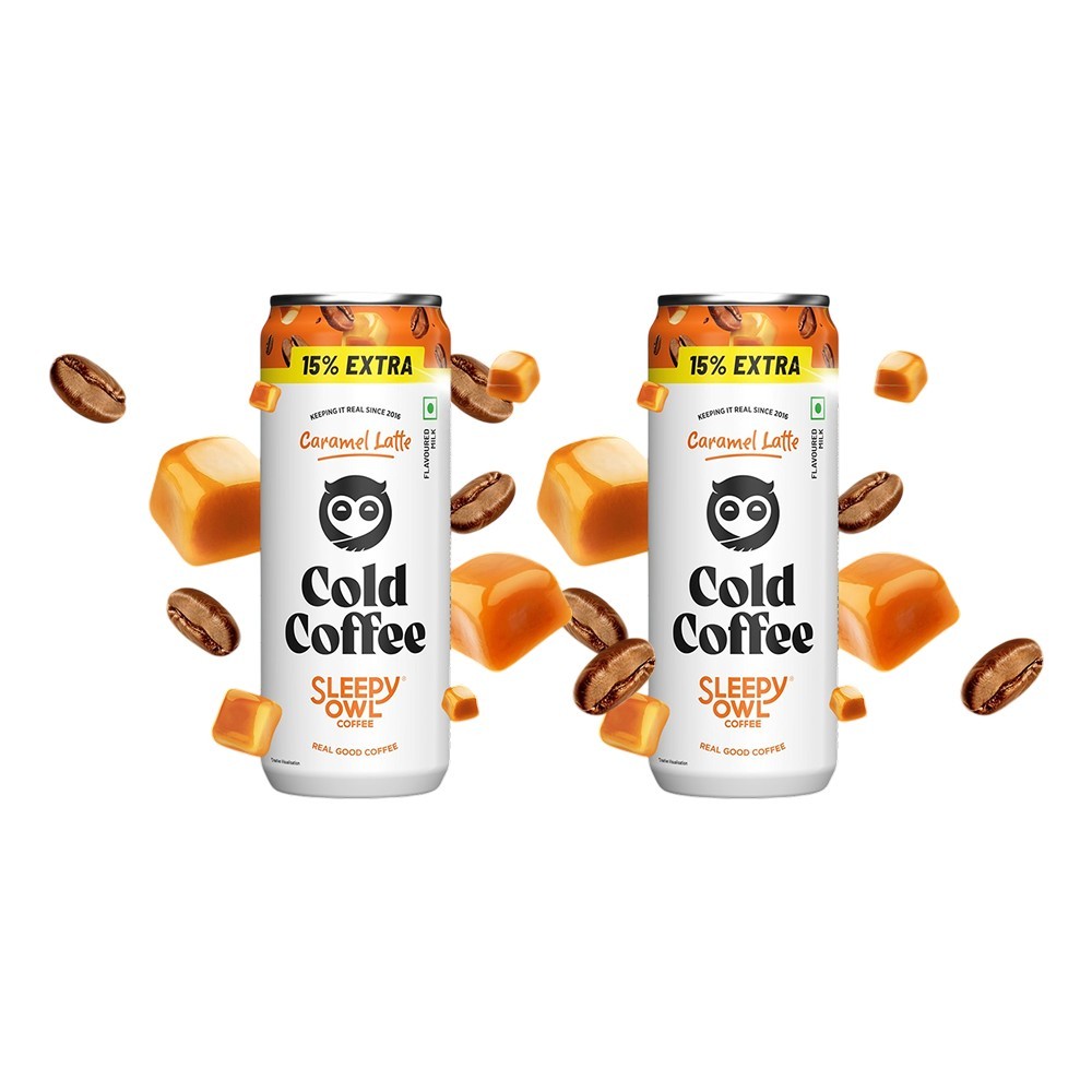 Sleepy Owl Caramel Latte Cold Coffee Can