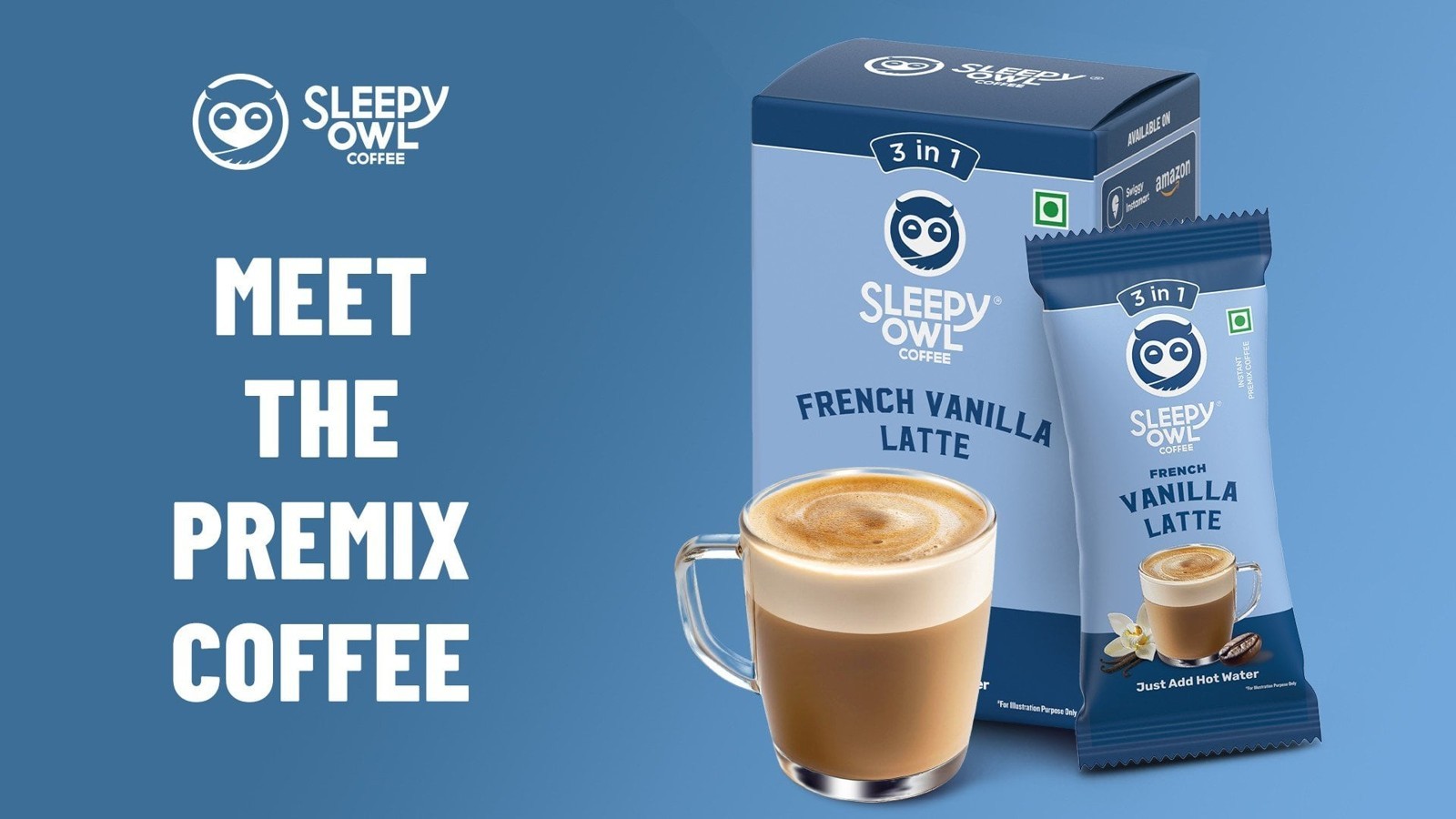 Sleepy Owl French Vanilla Latte Premix Coffee Premix
