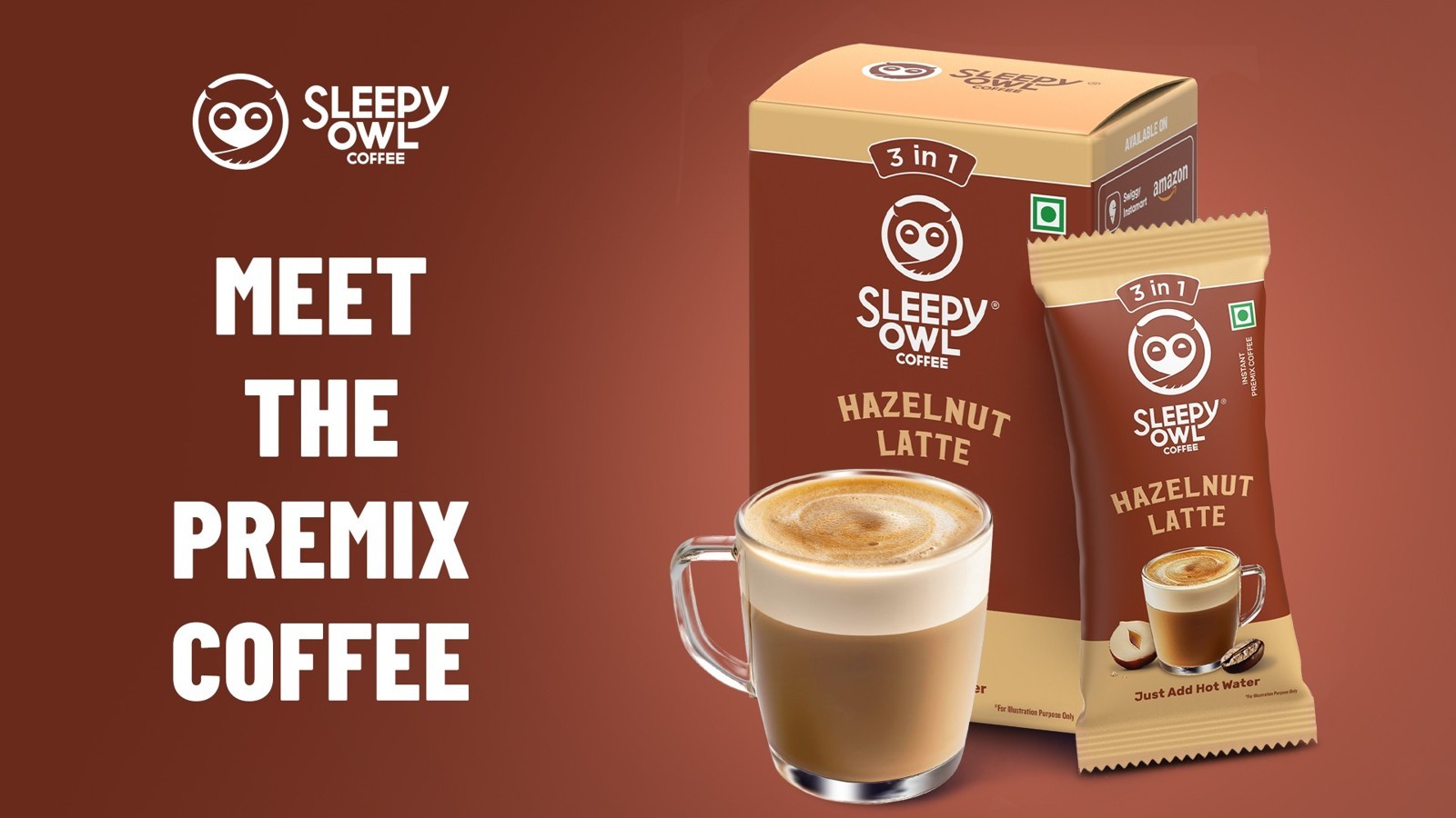 Sleepy Owl Hazelnut Latte Premix Coffee Premix