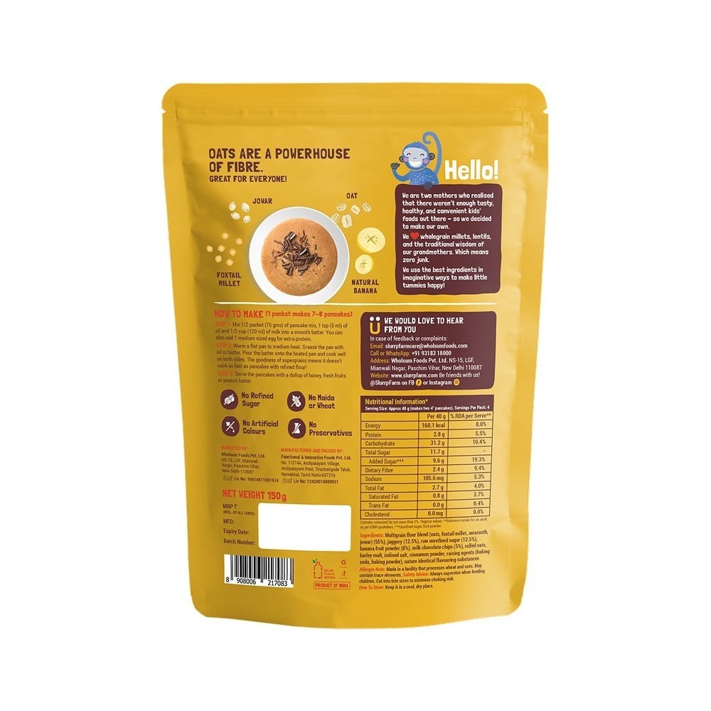 Slurrp Farm Banana Chocochip Pancake Mix +  Magic Masala Millet Instant Noodles Combo