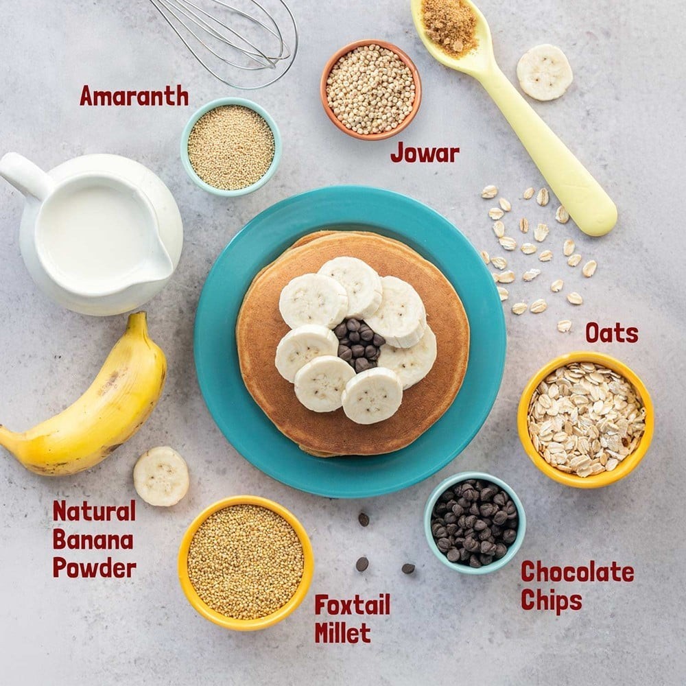 Slurrp Farm Banana Chocochip Pancake Mix +  Magic Masala Millet Instant Noodles Combo