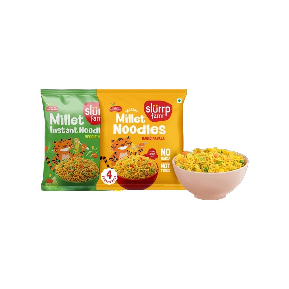 Slurrp Farm Millet Veggie Masala Healthy Instant Noodles +  Magic Masala Millet Instant Noodles Combo