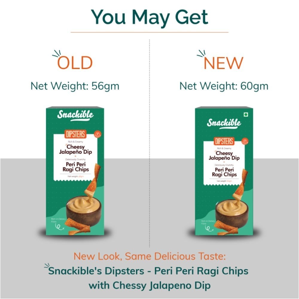 Snackible Dipsters Piri Piri Ragi Chips with Cheesy Jalapeno Dip