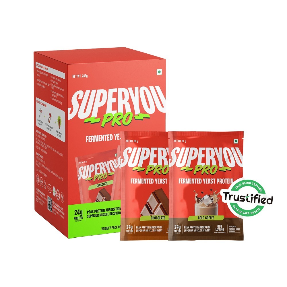 SuperYou Pro Assorted Yeast Protein Powder Sachets (Chocolate & Cold Cofee)