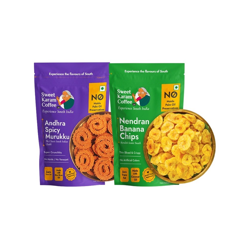 Sweet Karam Coffee Andhra Spicy Murukku + Nendran Banana Chips Combo