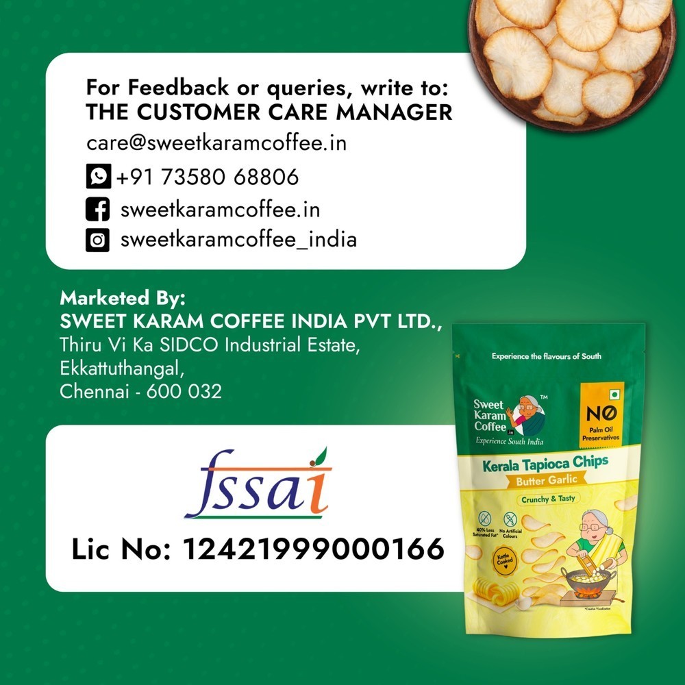 Sweet Karam Coffee Kerala Tapioca Chips - Butter Garlic