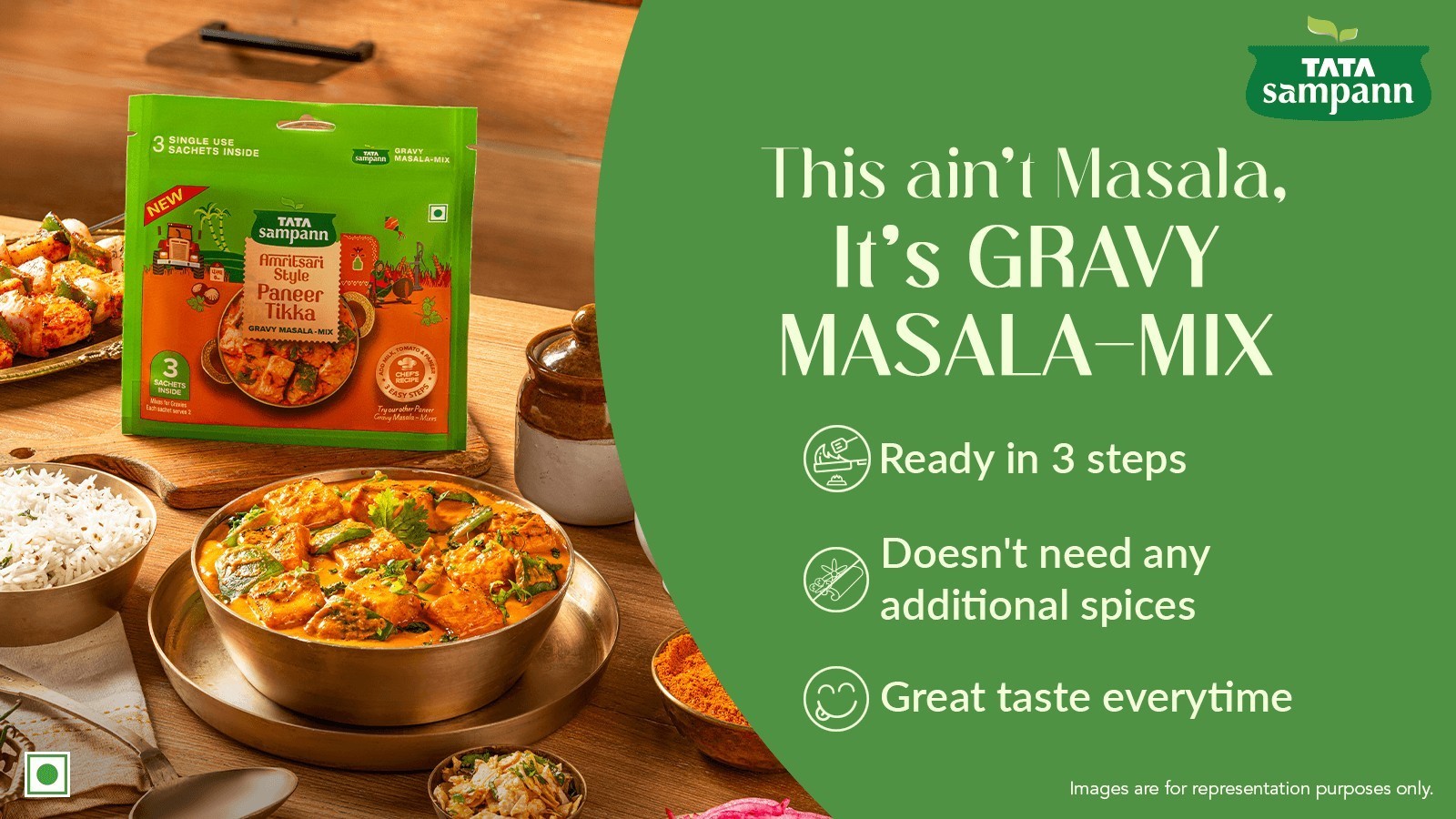 Tata Sampann Amritsari Style Paneer Tikka Instant Gravy Masala Mix
