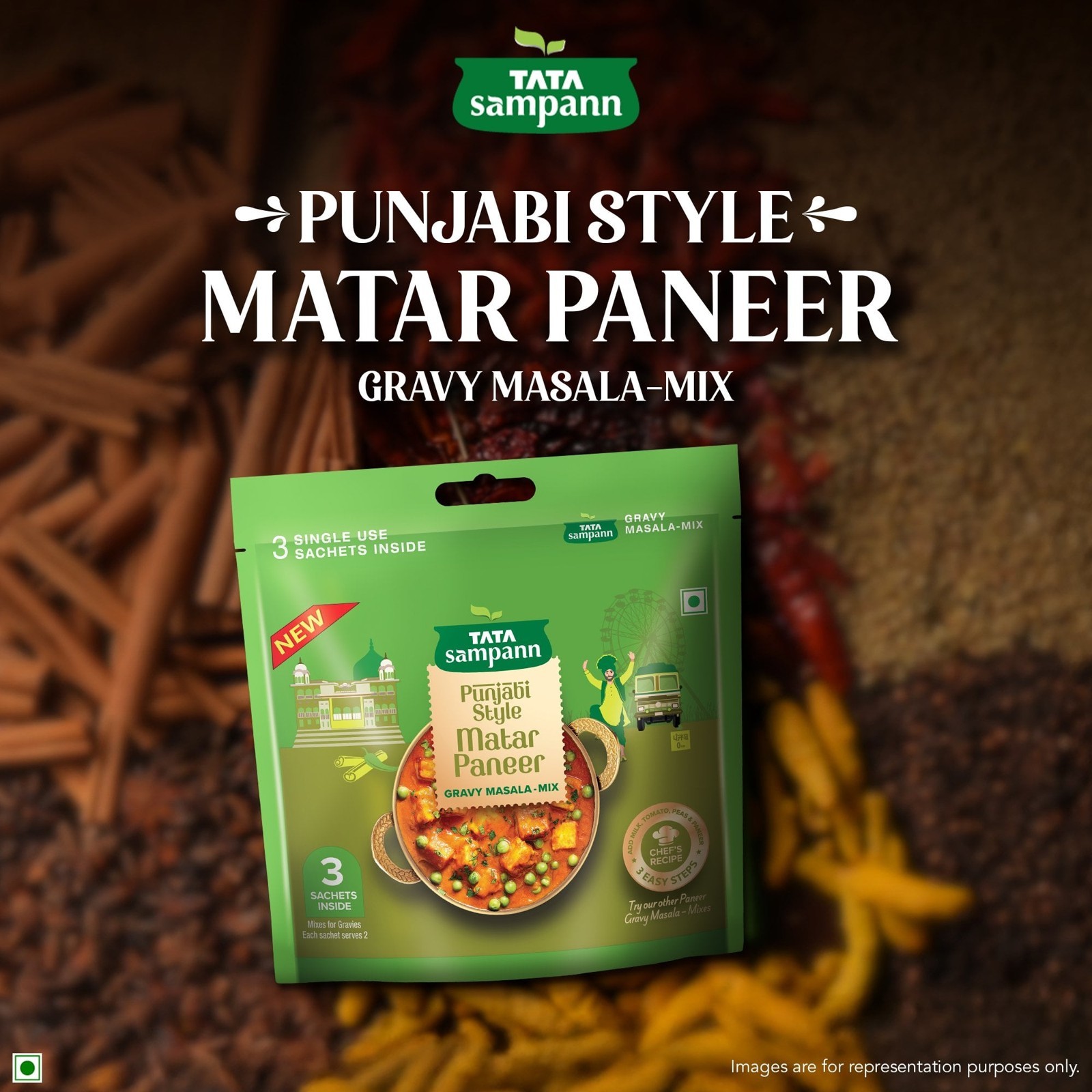 Tata Sampann Punjabi Style Matar Paneer Instant Gravy Masala Mix
