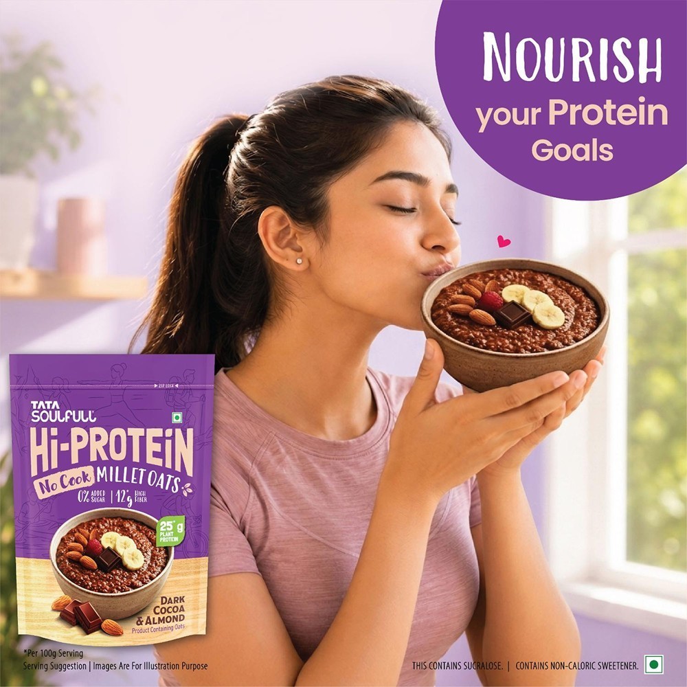 Tata Soulfull No Cook Hi Protein Oats Dark Cocoa & Almond