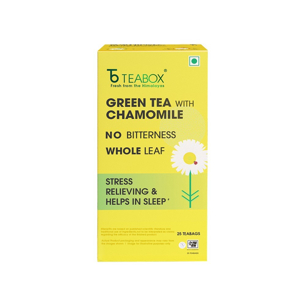 Teabox Chamomile Green Tea Bags (for Calming Sleep)