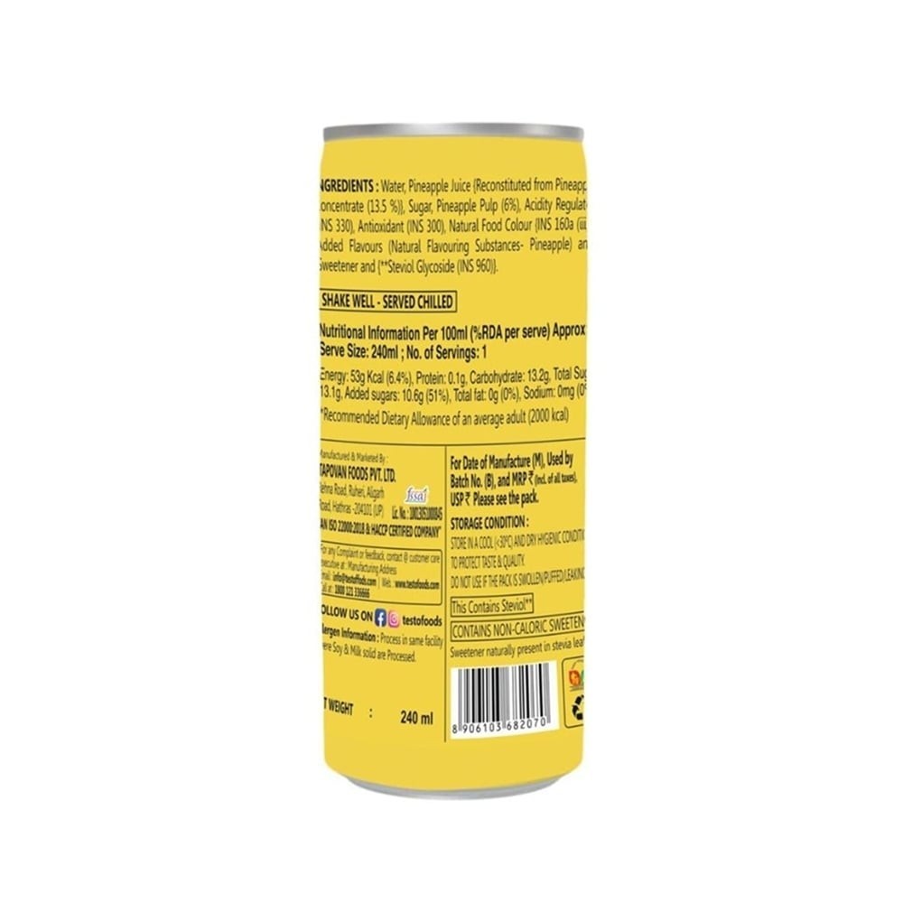 Testo Pineapple Fruit Drink With Chunks