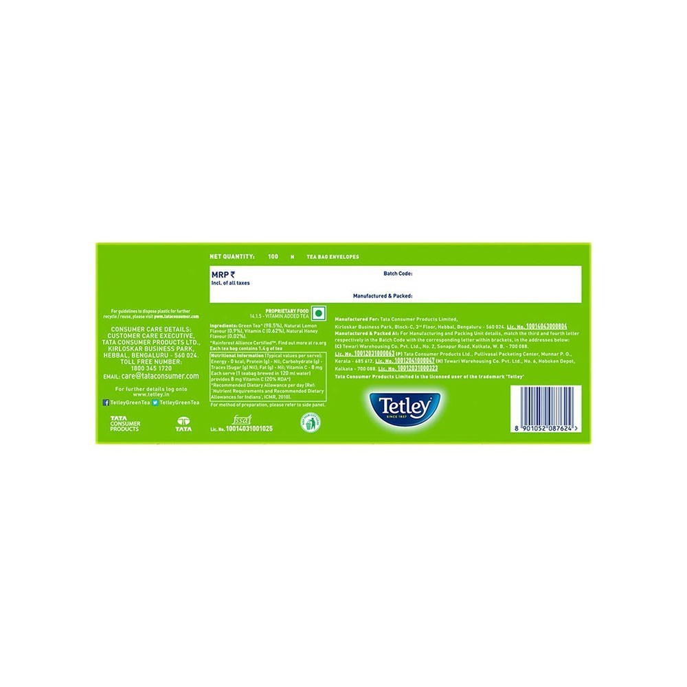 Tetley Lemon & Honey Green Tea Bags (with added Vitamin C)