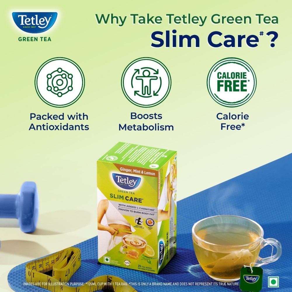 Tetley Slim Care Green Tea Bags (With L-Carnitine, Ginger, Mint & Lemon)