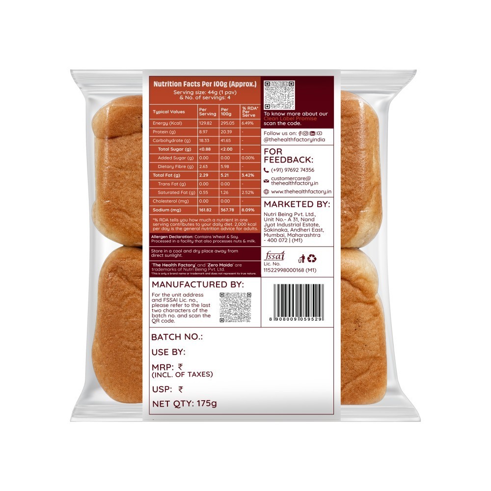 The Health Factory Zero Maida Protein Bombay Pav