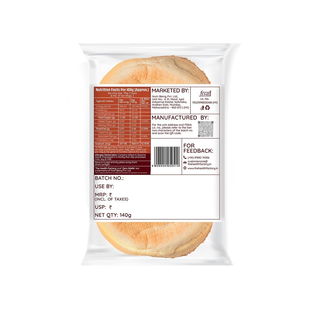 The Health Factory Zero Maida Protein Burger Bun