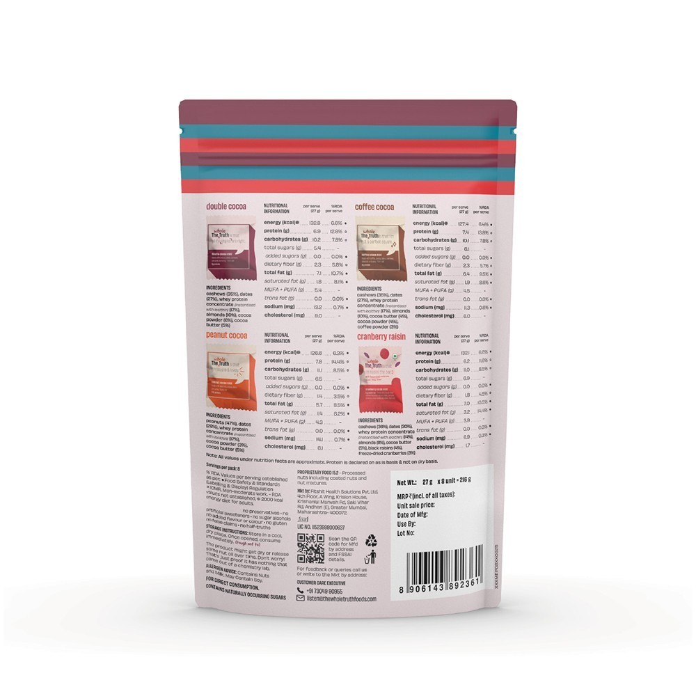 The Whole Truth Assorted Mini Protein Bar Pack (Date Sweetened)