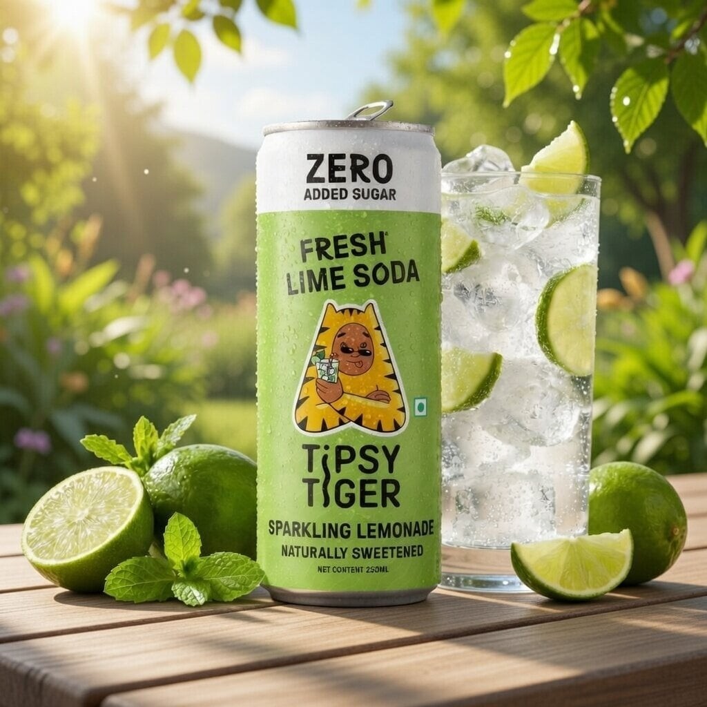 Tipsy Tiger Zero Sugar Fresh Lime Soda Sparkling Lemonade
