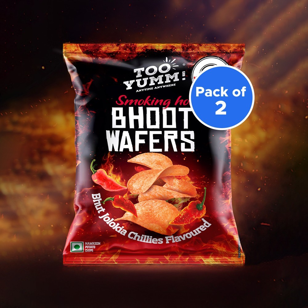 Too Yumm Bhoot Wafers Spicy Jholokia Chilli Potato Chips - Pack of 2
