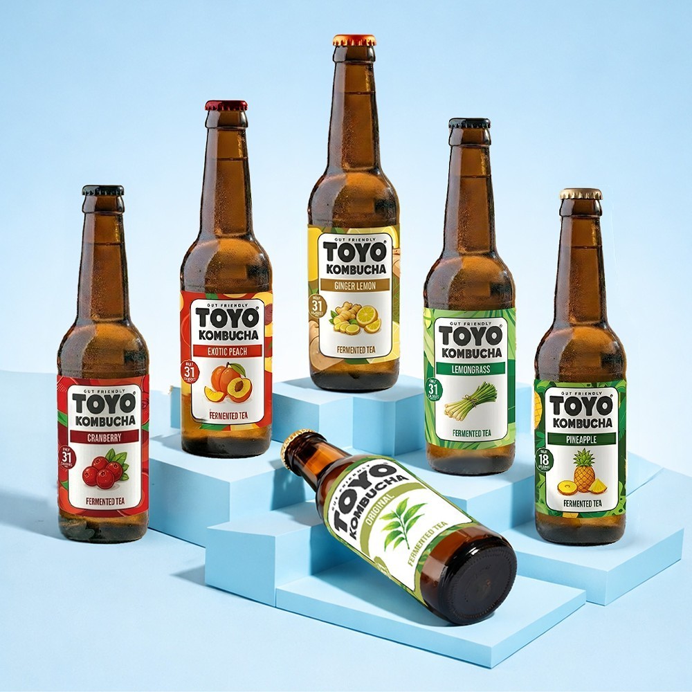 Toyo Kombucha Ginger Lemon Non-Alcoholic Kombucha Fermented Tea