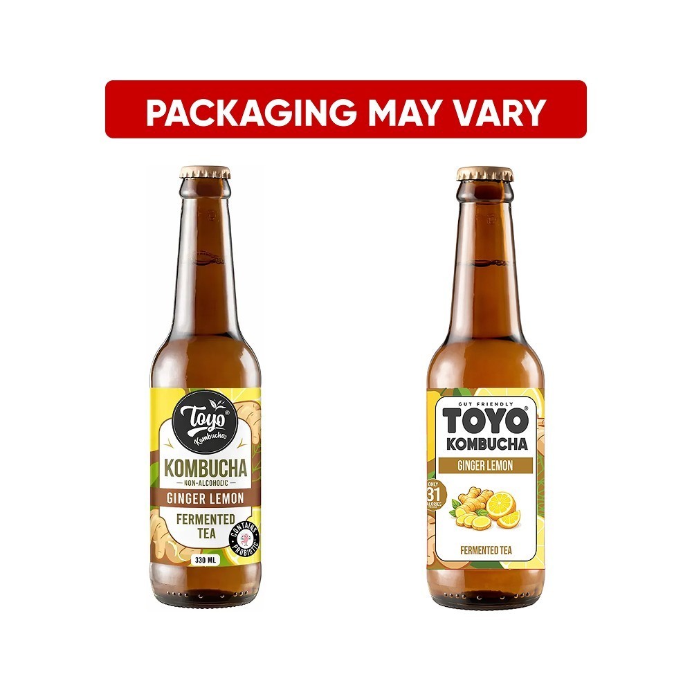 Toyo Kombucha Ginger Lemon Non-Alcoholic Kombucha Fermented Tea