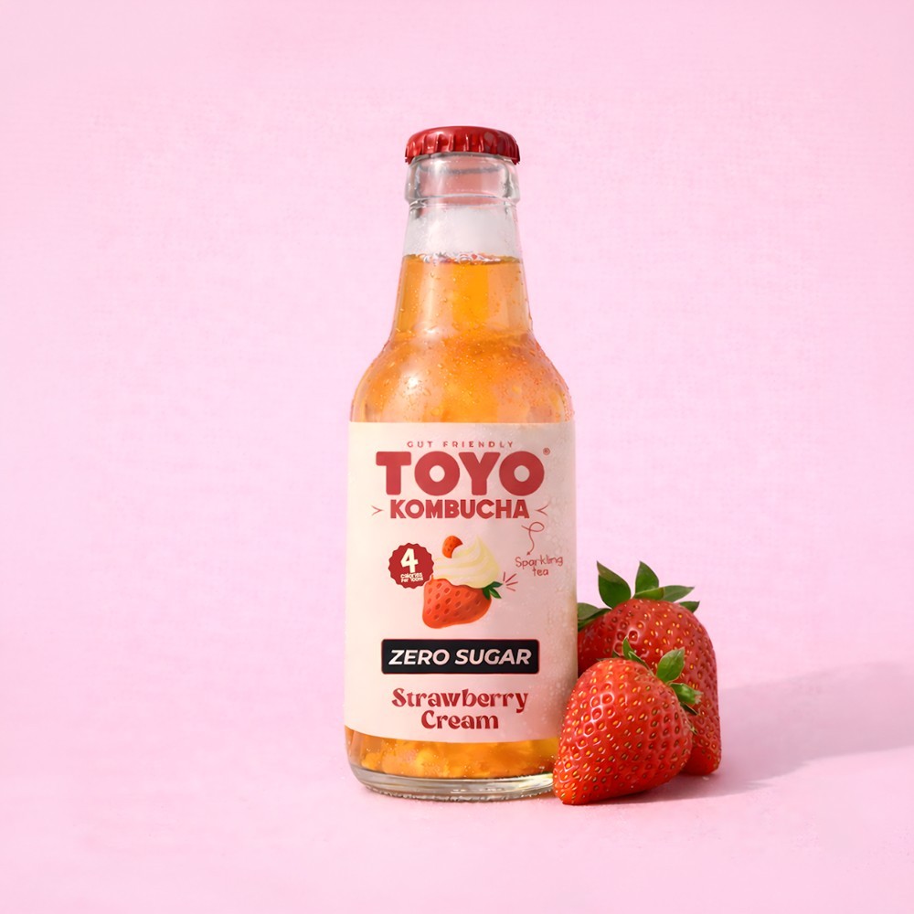 Toyo Kombucha Strawberry Cream Zero Sugar Kombucha