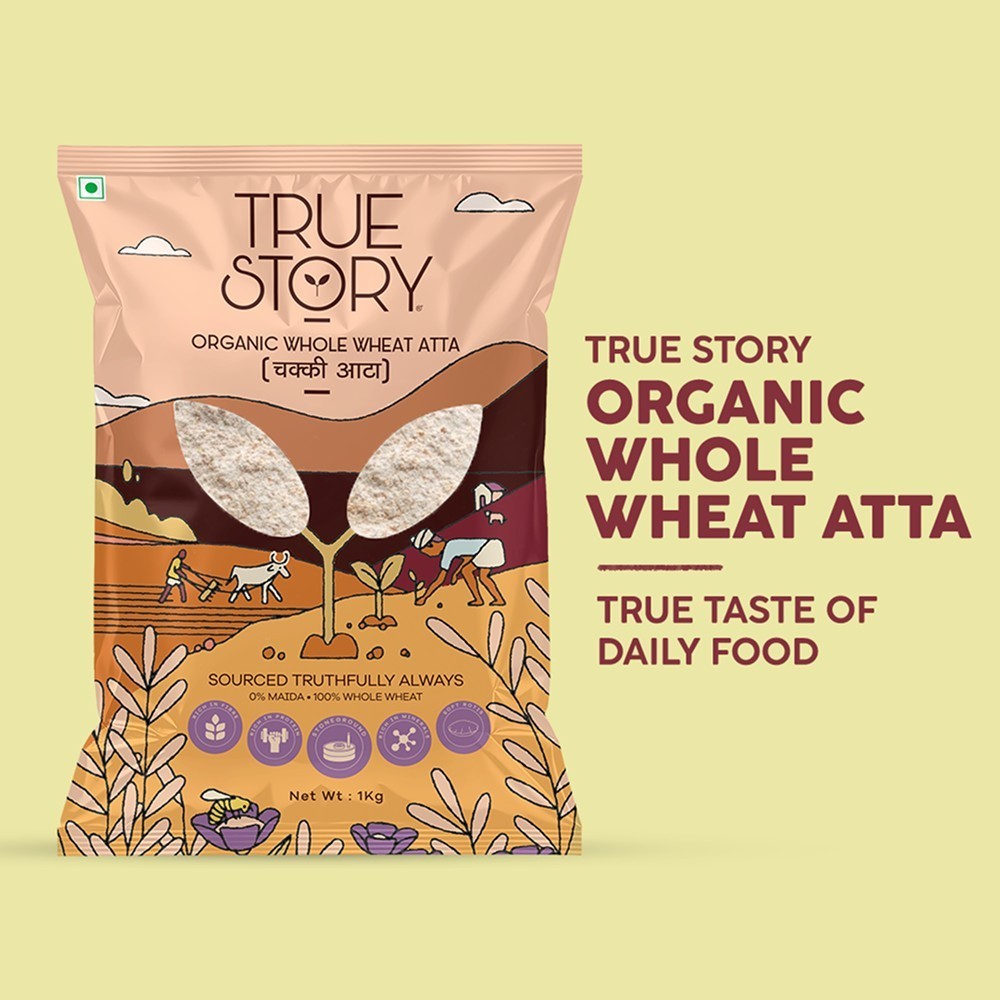 True Story Whole Wheat Organic Atta - Pack of 2 (Gehun ka Atta)