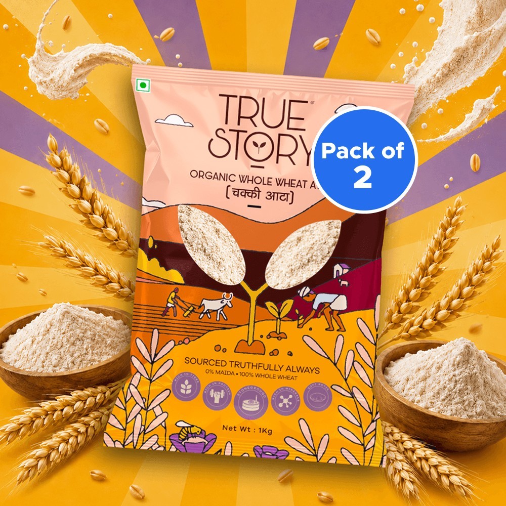 True Story Whole Wheat Organic Atta - Pack of 2 (Gehun ka Atta)
