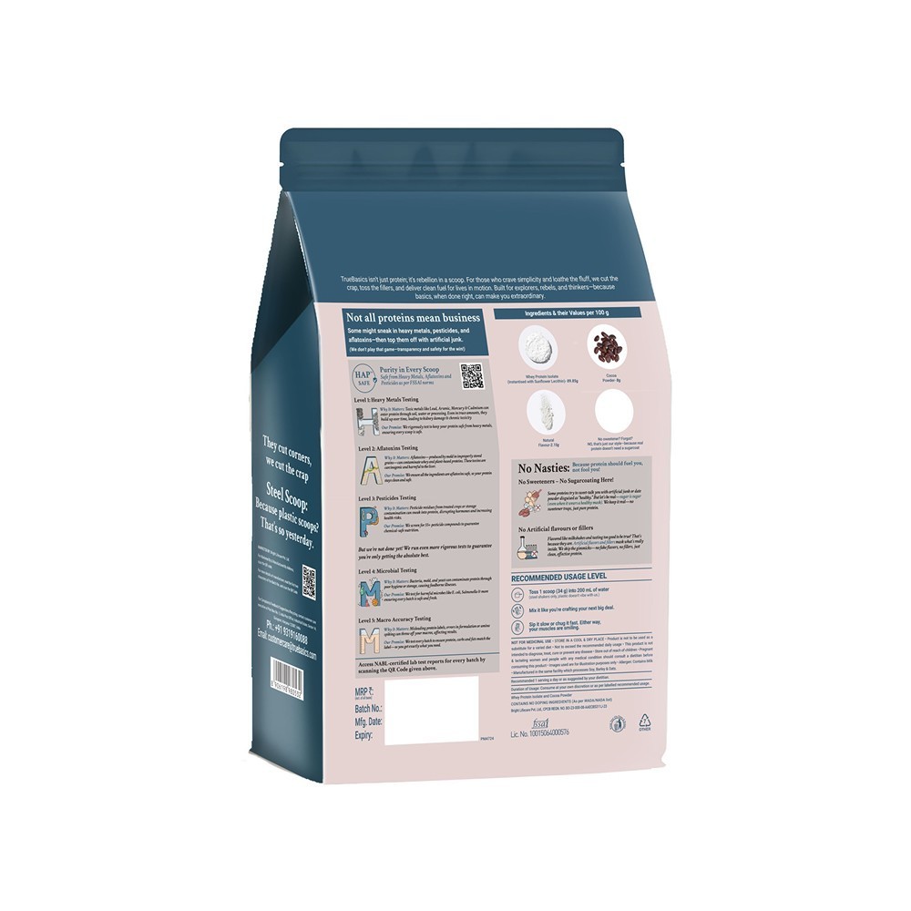 TrueBasics Clean Whey Protein Isolate Powder (Chocolate)