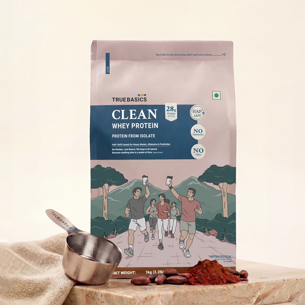 TrueBasics Clean Whey Protein Isolate Powder (Chocolate)