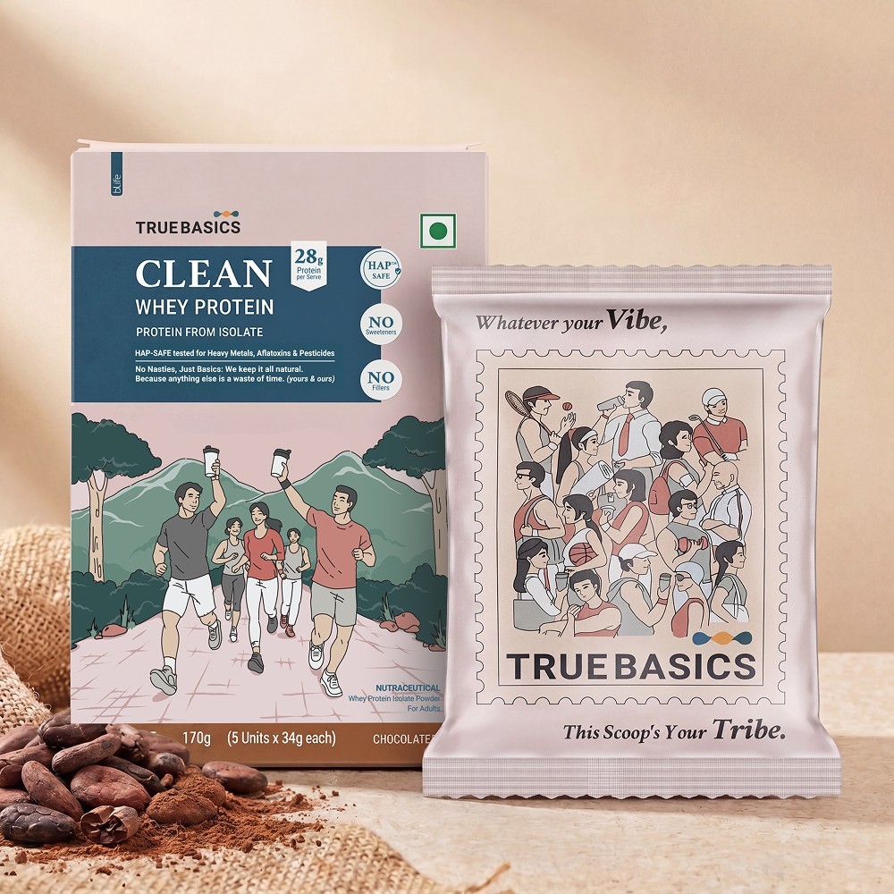 TrueBasics Clean Whey Protein Isolate Powder Sachets (Chocolate)